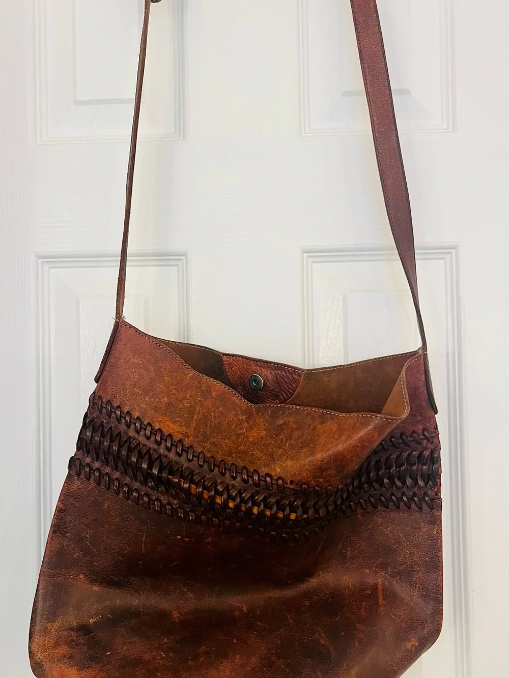 100% Genuine Leather UNISA Handmade Brazil Bucket Bag Soft Distressed Cowhide